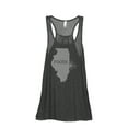 thumbnail image 1 of Thread Tank Home Roots State Illinois IL Women's Sleeveless Flowy Racerback Tank Top Charcoal Small, 1 of 5