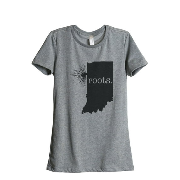 Thread Tank Home Roots State Indiana IN Women's Relaxed Crewneck T-Shirt Tee Heather Grey X-Large