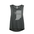 thumbnail image 1 of Thread Tank Home Roots State Indiana IN Women's Sleeveless Muscle Tank Top Charcoal Medium, 1 of 4