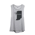 thumbnail image 1 of Thread Tank Home Roots State Indiana IN Women's Sleeveless Muscle Tank Top Sport Grey Small, 1 of 4