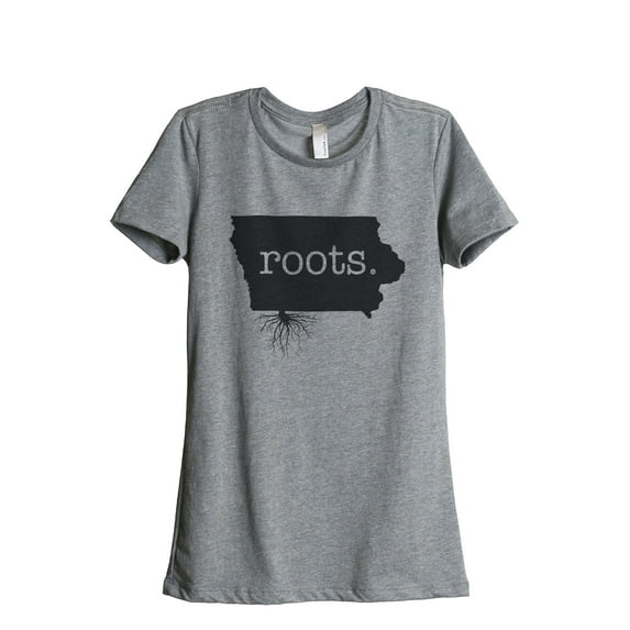 Thread Tank Home Roots State Iowa IA Women's Relaxed Crewneck T-Shirt Tee Heather Grey Small