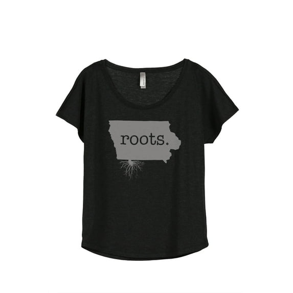 Thread Tank Home Roots State Iowa IA Women's Relaxed Slouchy Dolman T-Shirt Tee Heather Black 3X-Large