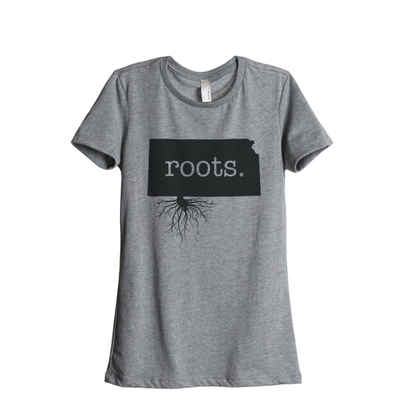 Thread Tank Home Roots State Kansas KS Women's Relaxed Crewneck T-Shirt Tee Heather Grey X-Large