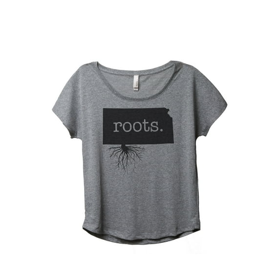 Thread Tank Home Roots State Kansas KS Women's Relaxed Slouchy Dolman T-Shirt Tee Heather Grey X-Large