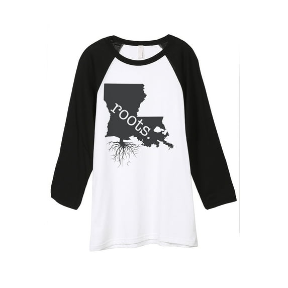 Thread Tank Home Roots State Louisiana LA Unisex 3/4 Sleeves Baseball Raglan White Black Small