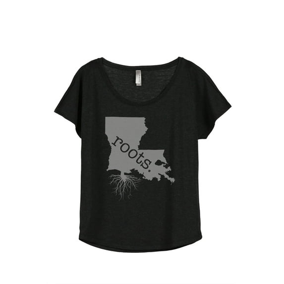 Thread Tank Home Roots State Louisiana LA Women's Relaxed Slouchy Dolman T-Shirt Tee Heather Black Medium