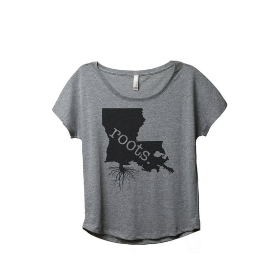 Thread Tank Home Roots State Louisiana LA Women's Relaxed Slouchy Dolman T-Shirt Tee Heather Grey Large