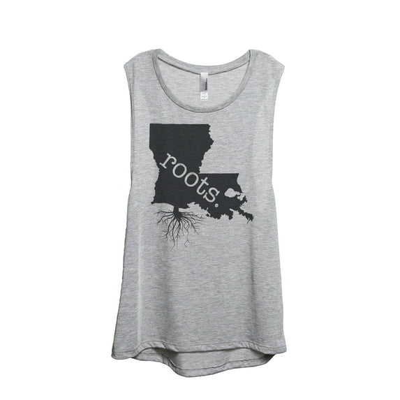 Thread Tank Home Roots State Louisiana LA Women's Sleeveless Muscle Tank Top Sport Grey Small