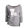 thumbnail image 1 of Thread Tank Home Roots State Louisiana LA Women's Slouchy 3/4 Sleeves Raglan Sweatshirt Sport Grey Small, 1 of 3