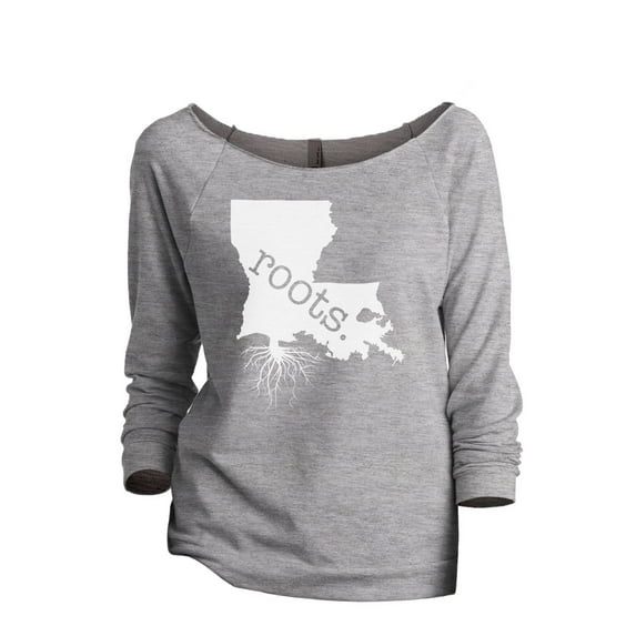 Thread Tank Home Roots State Louisiana LA Women's Slouchy 3/4 Sleeves Raglan Sweatshirt Sport Grey Small