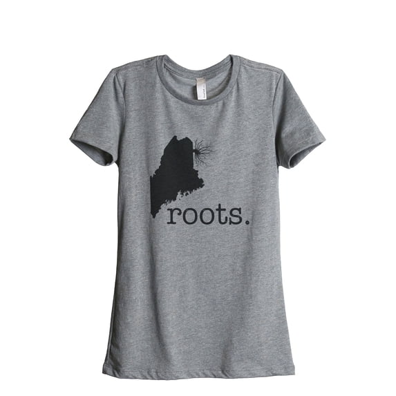 Thread Tank Home Roots State Maine ME 819W Women's Relaxed Crewneck T-Shirt Tee Heather Grey Small