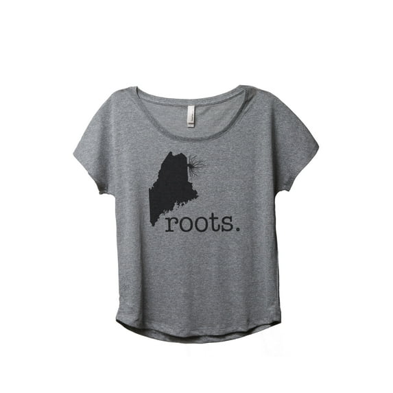 Thread Tank Home Roots State Maine ME 819W Women's Relaxed Slouchy Dolman T-Shirt Tee Heather Grey Small