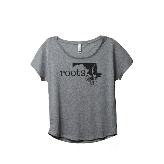 Thread Tank Home Roots State Maryland MD Women's Relaxed Slouchy Dolman T-Shirt Tee Heather Grey Small
