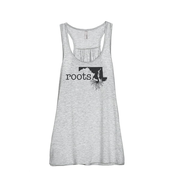 Thread Tank Home Roots State Maryland MD Women's Sleeveless Flowy Racerback Tank Top Sport Grey Large