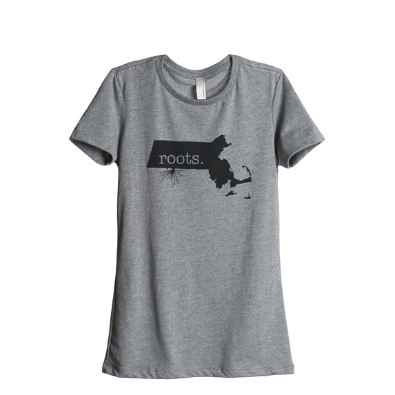 Thread Tank Home Roots State Massachusetts MA Women's Relaxed Crewneck T-Shirt Tee Heather Grey Small