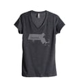 thumbnail image 1 of Thread Tank Home Roots State Massachusetts MA Women's Relaxed V-Neck T-Shirt Tee Charcoal Medium, 1 of 4