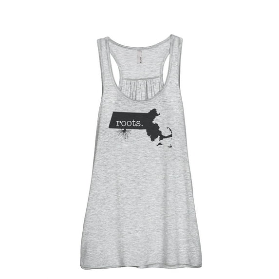 Thread Tank Home Roots State Massachusetts MA Women's Sleeveless Flowy Racerback Tank Top Sport Grey Small