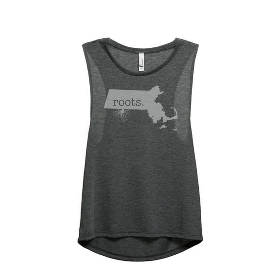 Thread Tank Home Roots State Massachusetts MA Women's Sleeveless Muscle Tank Top Charcoal Large