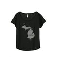 thumbnail image 1 of Thread Tank Home Roots State Michigan MI Women's Relaxed Slouchy Dolman T-Shirt Tee Heather Black Small, 1 of 4
