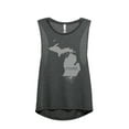 thumbnail image 1 of Thread Tank Home Roots State Michigan MI Women's Sleeveless Muscle Tank Top Charcoal X-Large, 1 of 4