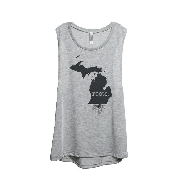 Thread Tank Home Roots State Michigan MI Women's Sleeveless Muscle Tank Top Sport Grey X-Large