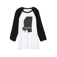 thumbnail image 1 of Thread Tank Home Roots State Mississippi MS Unisex 3/4 Sleeves Baseball Raglan White Black Small, 1 of 4