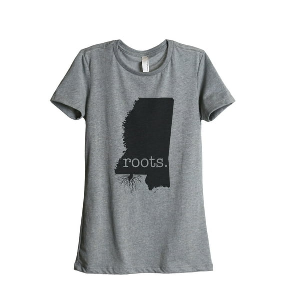 Thread Tank Home Roots State Mississippi MS Women's Relaxed Crewneck T-Shirt Tee Heather Grey Small