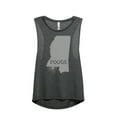 thumbnail image 1 of Thread Tank Home Roots State Mississippi MS Women's Sleeveless Muscle Tank Top Charcoal Large, 1 of 4