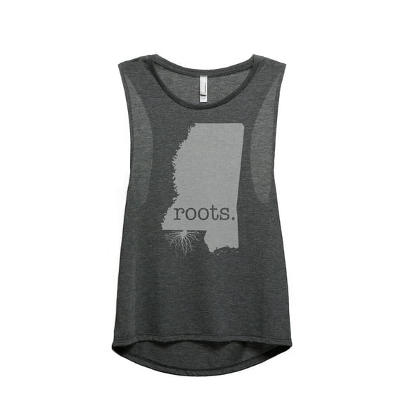 Thread Tank Home Roots State Mississippi MS Women's Sleeveless Muscle Tank Top Charcoal Large