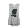 thumbnail image 1 of Thread Tank Home Roots State Mississippi MS Women's Sleeveless Muscle Tank Top Sport Grey Small, 1 of 4