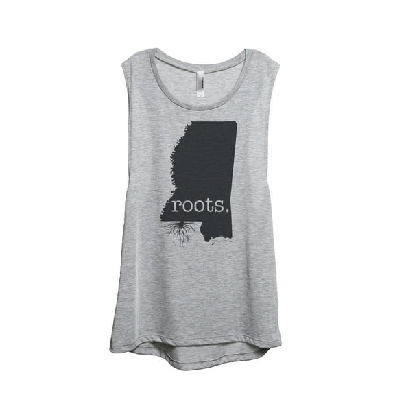 Thread Tank Home Roots State Mississippi MS Women's Sleeveless Muscle Tank Top Sport Grey Small