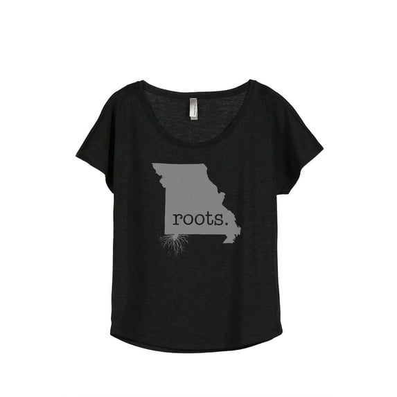 Thread Tank Home Roots State Missouri MO Women's Relaxed Slouchy Dolman T-Shirt Tee Heather Black Large