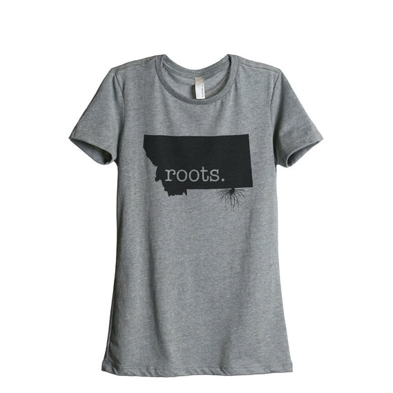 Thread Tank Home Roots State Montana MT Women's Relaxed Crewneck T-Shirt Tee Heather Grey Small