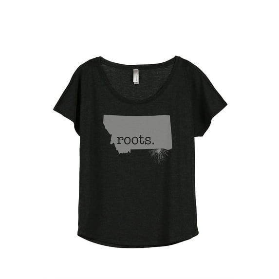 Thread Tank Home Roots State Montana MT Women's Relaxed Slouchy Dolman T-Shirt Tee Heather Black Small