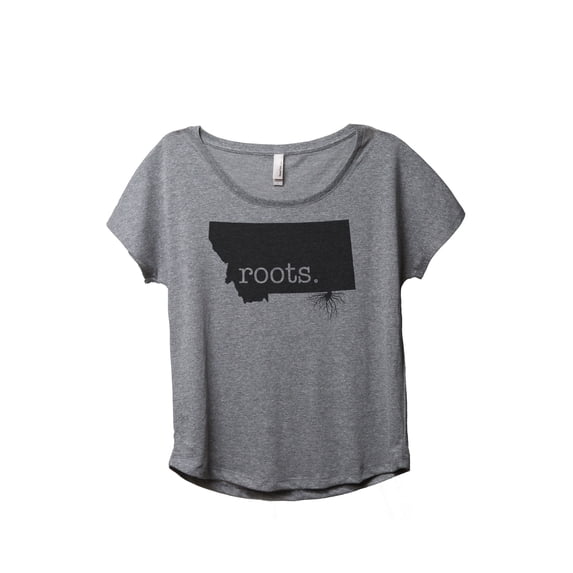 Thread Tank Home Roots State Montana MT Women's Relaxed Slouchy Dolman T-Shirt Tee Heather Grey Small