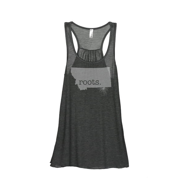 Thread Tank Home Roots State Montana MT Women's Sleeveless Flowy Racerback Tank Top Charcoal Medium