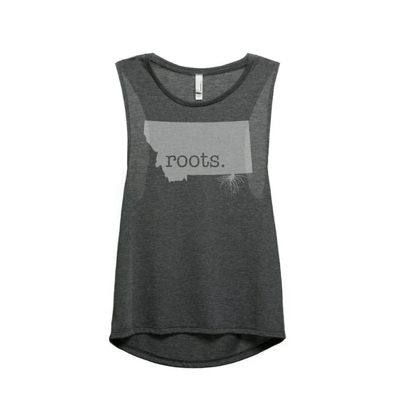 Thread Tank Home Roots State Montana MT Women's Sleeveless Muscle Tank Top Charcoal Large