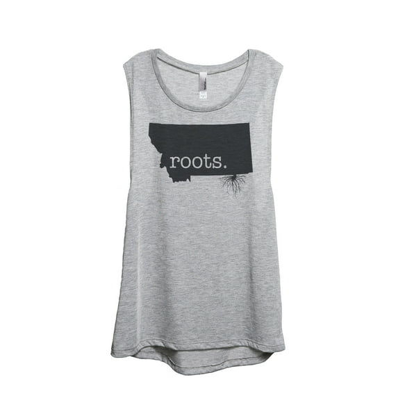 Thread Tank Home Roots State Montana MT Women's Sleeveless Muscle Tank Top Sport Grey Small