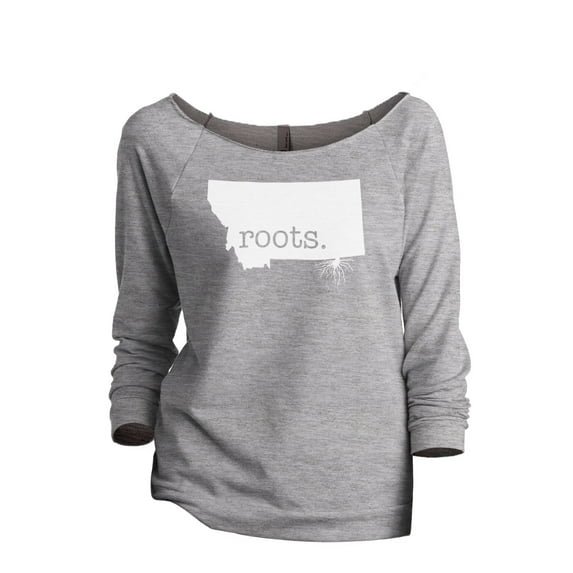 Thread Tank Home Roots State Montana MT Women's Slouchy 3/4 Sleeves Raglan Sweatshirt Sport Grey X-Large
