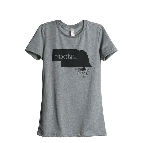 Thread Tank Home Roots State Nebraska NE Women's Relaxed Crewneck T-Shirt Tee Heather Grey Medium