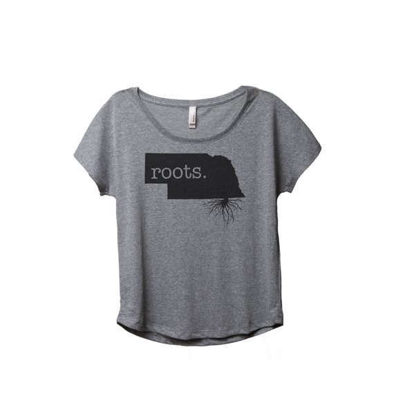 Thread Tank Home Roots State Nebraska NE Women's Relaxed Slouchy Dolman T-Shirt Tee Heather Grey Small
