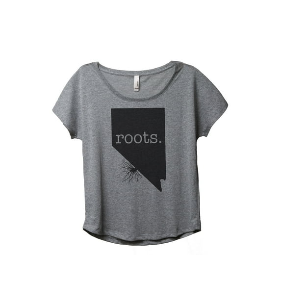 Thread Tank Home Roots State Nevada NV Women's Relaxed Slouchy Dolman T-Shirt Tee Heather Grey Small