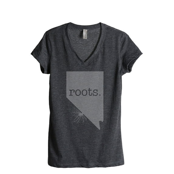 Thread Tank Home Roots State Nevada NV Women's Relaxed V-Neck T-Shirt Tee Charcoal 2X-Large