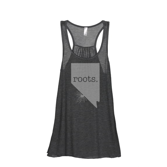 Thread Tank Home Roots State Nevada NV Women's Sleeveless Flowy Racerback Tank Top Charcoal Small