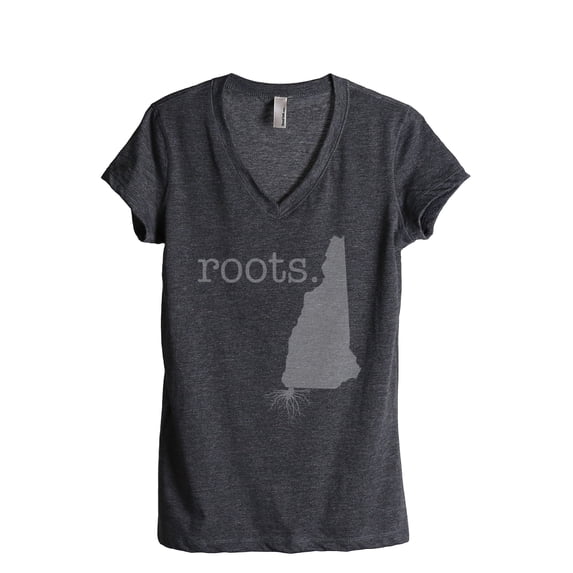 Thread Tank Home Roots State New Hampshire NH Women's Relaxed V-Neck T-Shirt Tee Charcoal Small