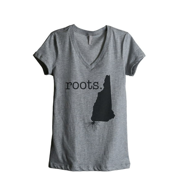Thread Tank Home Roots State New Hampshire NH Women's Relaxed V-Neck T-Shirt Tee Heather Grey X-Large