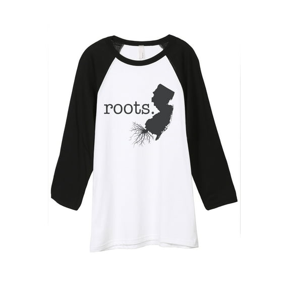 Thread Tank Home Roots State New Jersey NJ Unisex 3/4 Sleeves Baseball Raglan White Black 2X-Large