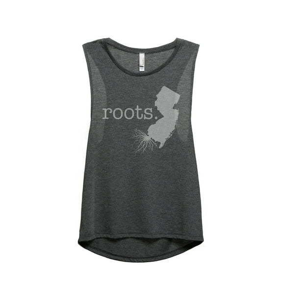 Thread Tank Home Roots State New Jersey NJ Women's Sleeveless Muscle Tank Top Charcoal Large