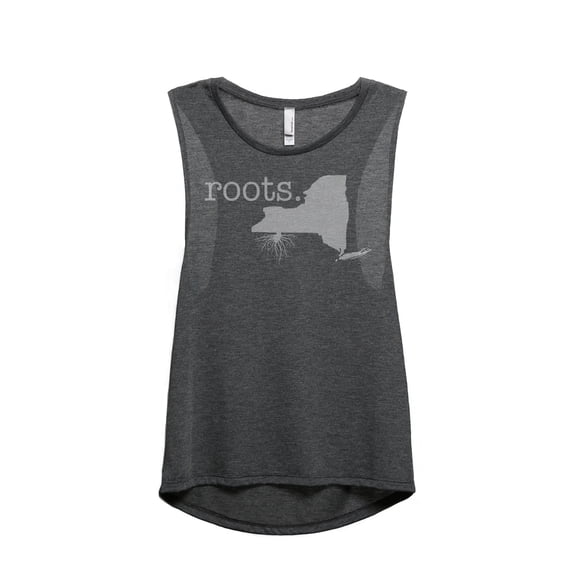 Thread Tank Home Roots State New York NY Women's Sleeveless Muscle Tank Top Charcoal X-Large