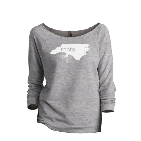 Thread Tank Home Roots State North Carolina NC Women's Slouchy 3/4 Sleeves Raglan Sweatshirt Sport Grey Small